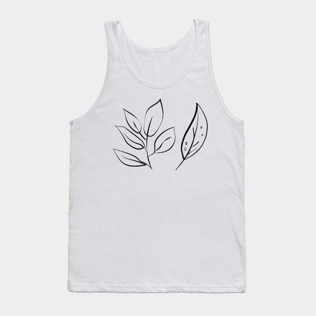 black leaf line art design Tank Top by Artistic_st